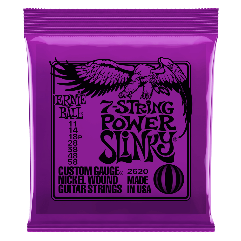 Ernie Ball 2620 7 String Power Slinky 11 58 Electric Guitar Strings