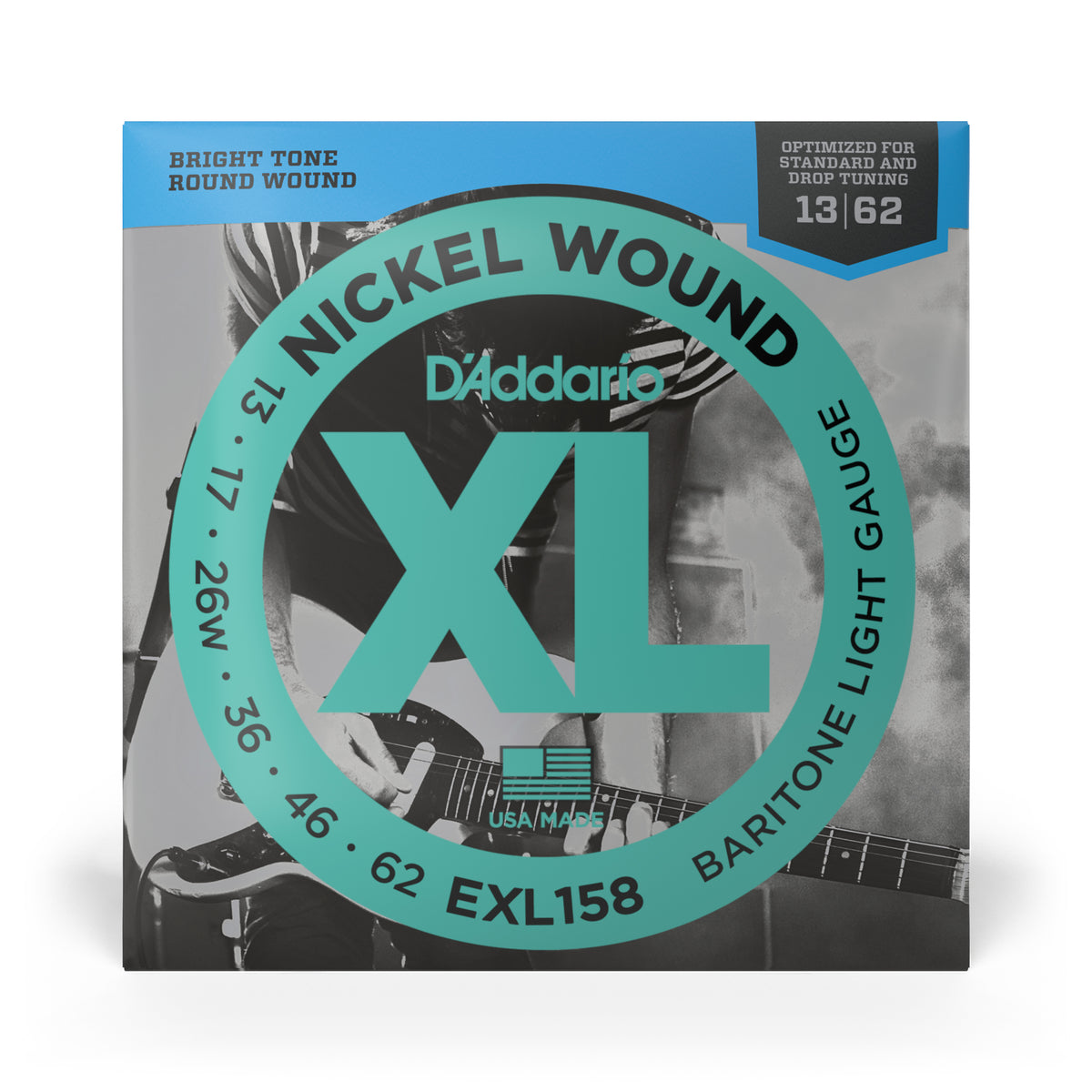 D Addario EXL158 Nickel Wound 13 62 Baritone Electric Guitar