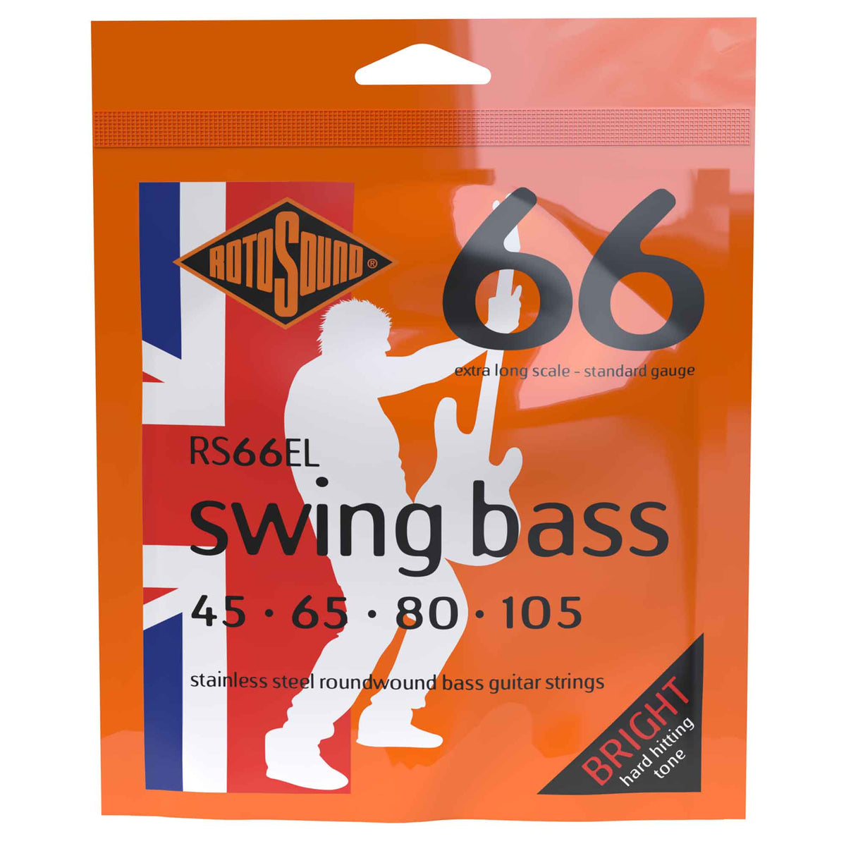 Rotosound Swing Bass Stainless Steel 45 105 Bass Guitar Strings Extra Long Scale RS66EL