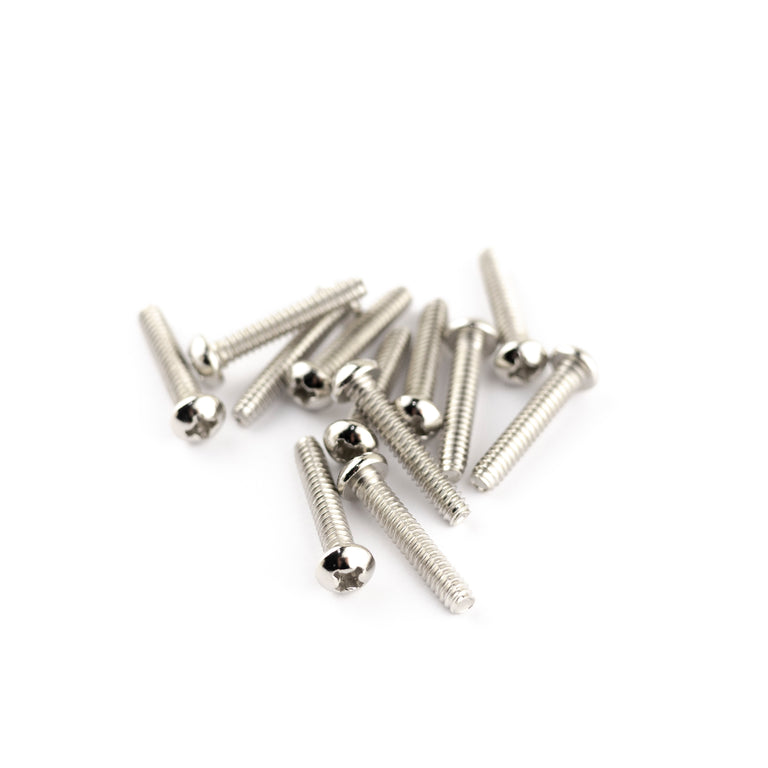 Fender Strat & Tele Pickup Mounting Screws, Chorme, 12-Pack