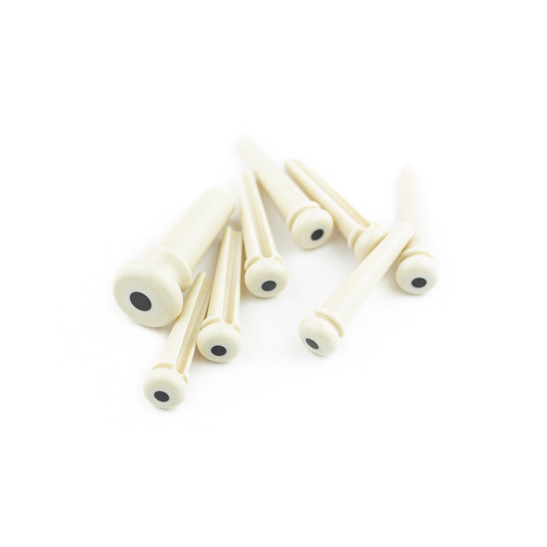 Martin Acoustic Guitar Bridge Pin Set, White w/ Black Dot