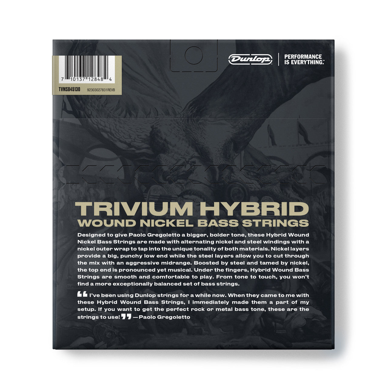 Jim Dunlop TRIVIUM Hybrid Nickel Wound 45 130 5 String Bass Guitar Strings Long Scale