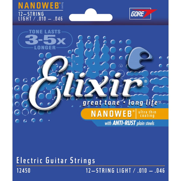 Elixir Nanoweb Nickel Wound 12 String 10 46 Electric Guitar Strings