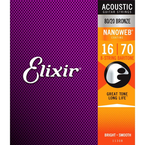 Elixir Nanoweb 80 20 Bronze 8 String Baritone 16 70 Acoustic