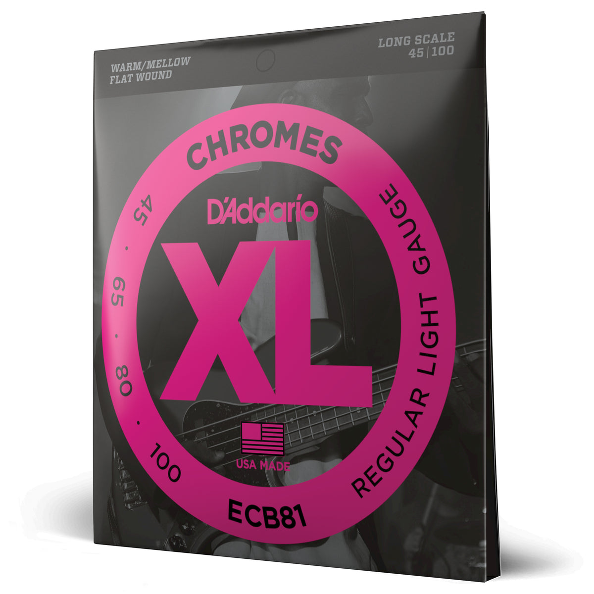 D'Addario Chromes 45100 Stainless Steel Flatwound Bass Guitar Strings