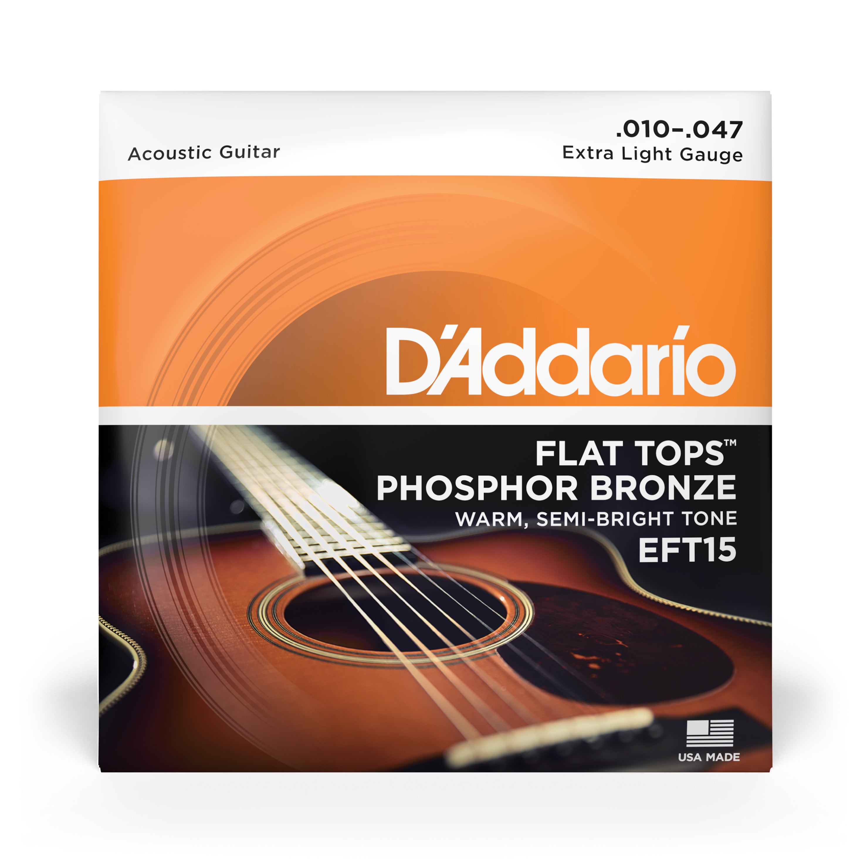 D Addario EFT15 Flat Tops Phosphor Bronze 10 47 Acoustic Guitar