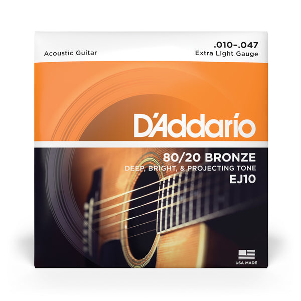 D Addario 80 20 Bronze 10 47 Acoustic Guitar Strings Extra Light