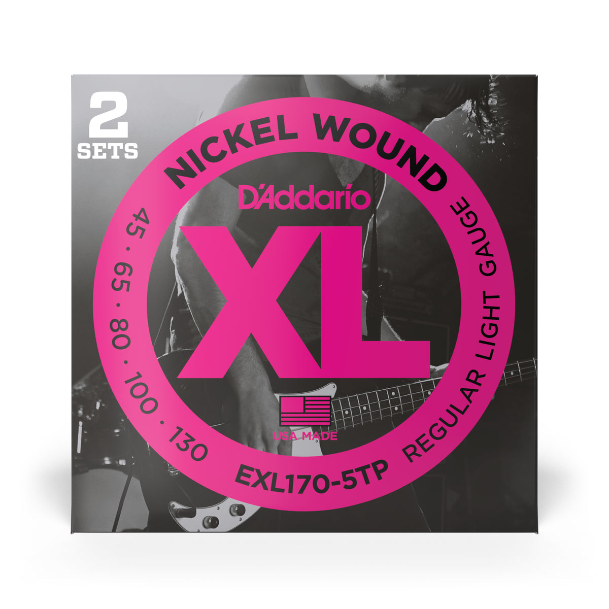 D'Addario XL-Series Nickel Wound 45-130 5-String Bass Guitar Strings ...