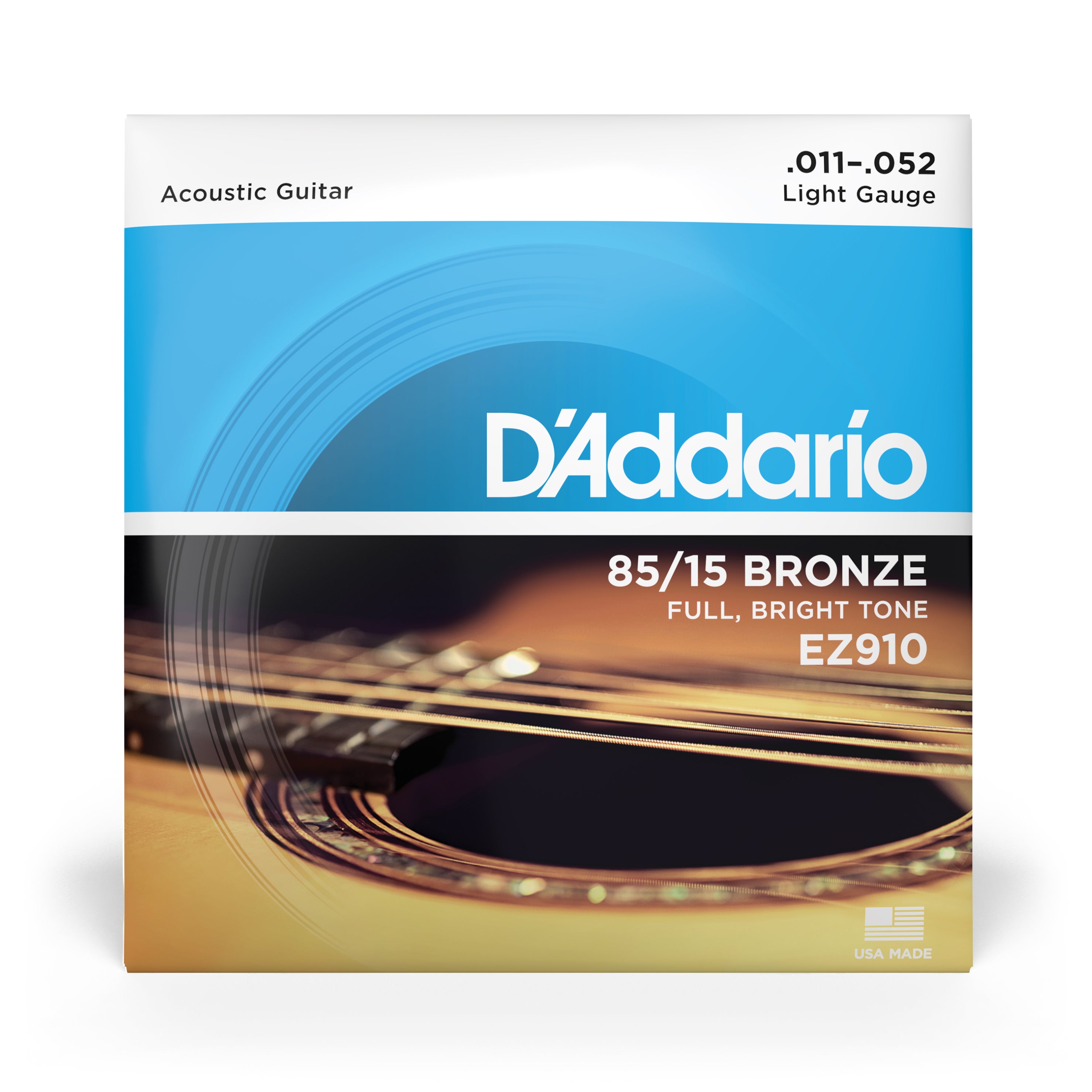 D Addario EZ910 85 15 Bronze 11 52 Acoustic Guitar Strings Light